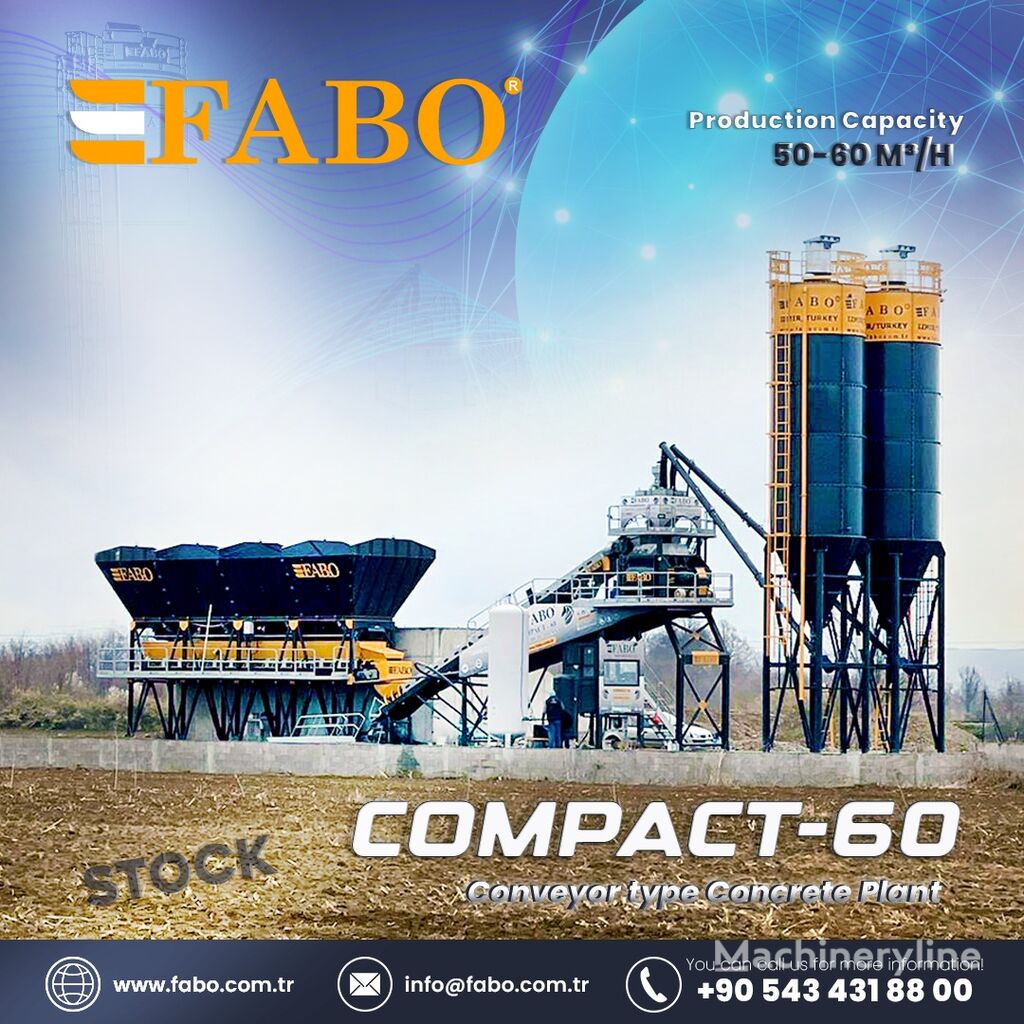 новый бетонный завод Fabo CENTRALE À BÉTON COMPACTE À BANDE 60 M3/H